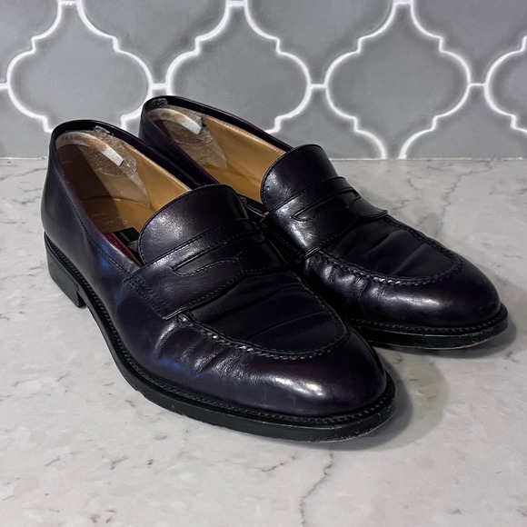 A Testoni Mens Luxury Leather Penny Loafers Made in Italy Size 10 - READ